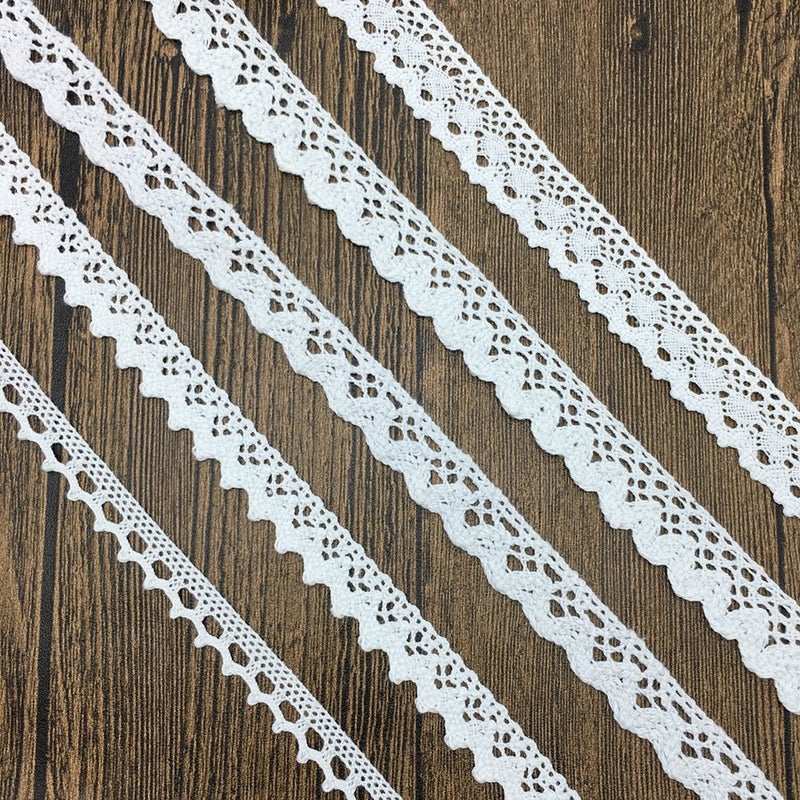 Zthread Cotton Ribbon Vintage Lace Trims Bridal Wedding Scalloped Edge Crochet Lace DIY Sewing Craft Supply 18 Yards Assorted (2 Yard Each) - Image 3